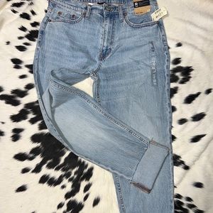 Aeropostale Mom Jeans Women's Size 10 Light Wash Raw Hem Stretch Aero NWT crop